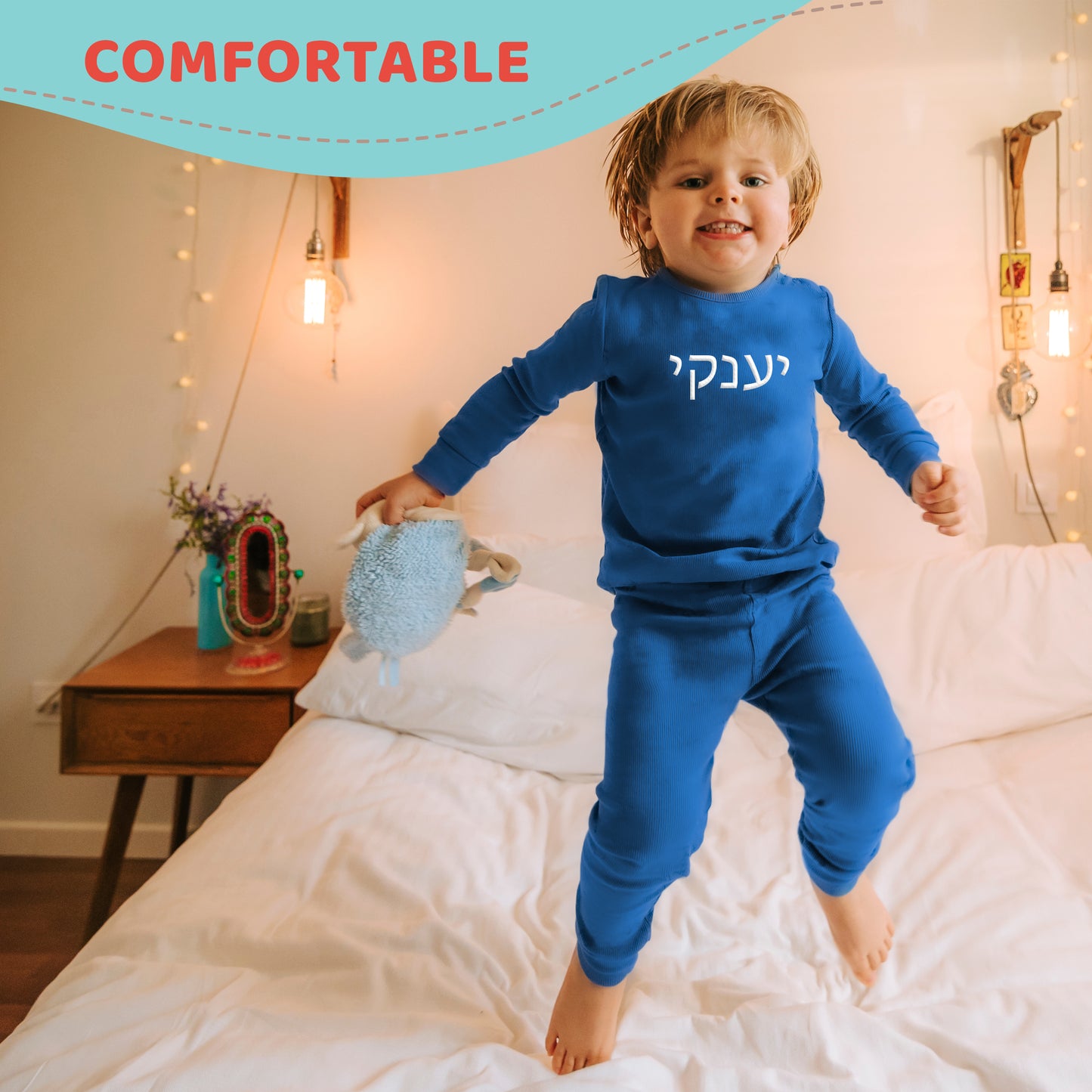 Personalized Kids Pajamas Boys & Girls Solid Colors 2 Piece Pajama Set 100% Cotton- royal blue