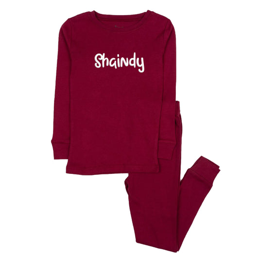 Personalized Kids Pajamas Boys & Girls Solid Colors 2 Piece Pajama Set 100% Cotton -Maroon
